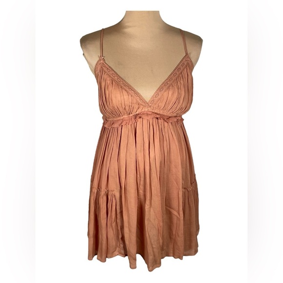MUSTARD SEED ~ Boutique Cami Ruffle Mini Dress NWT Small‎ Rose Color - Picture 4 of 15